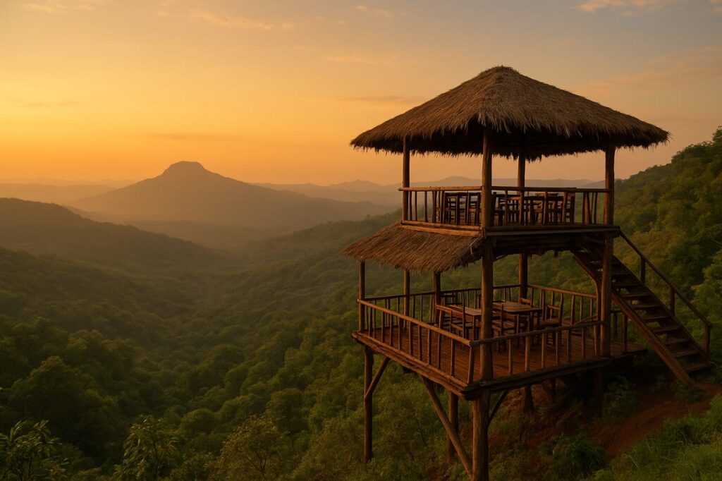 The Machan offers treehouse accommodations surrounded by dense forest